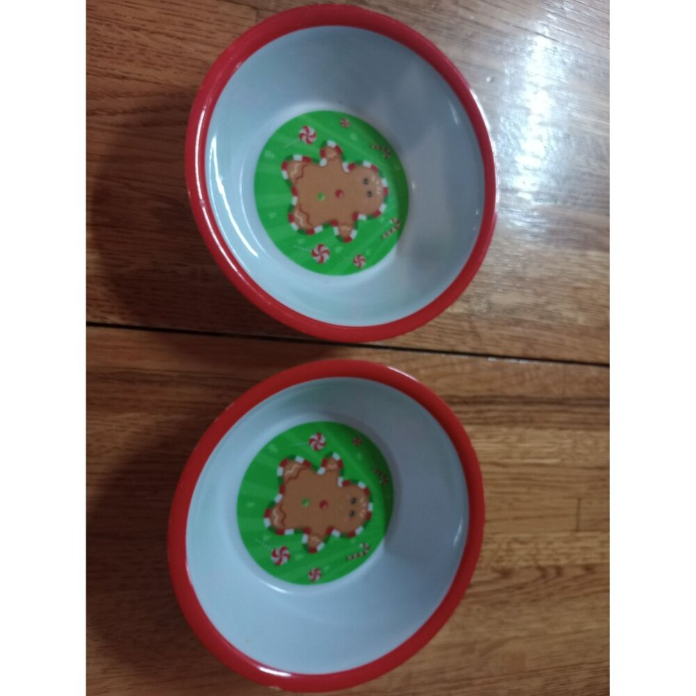 Melamine gingerbread vintage plastic snack cereal bowls set of two
